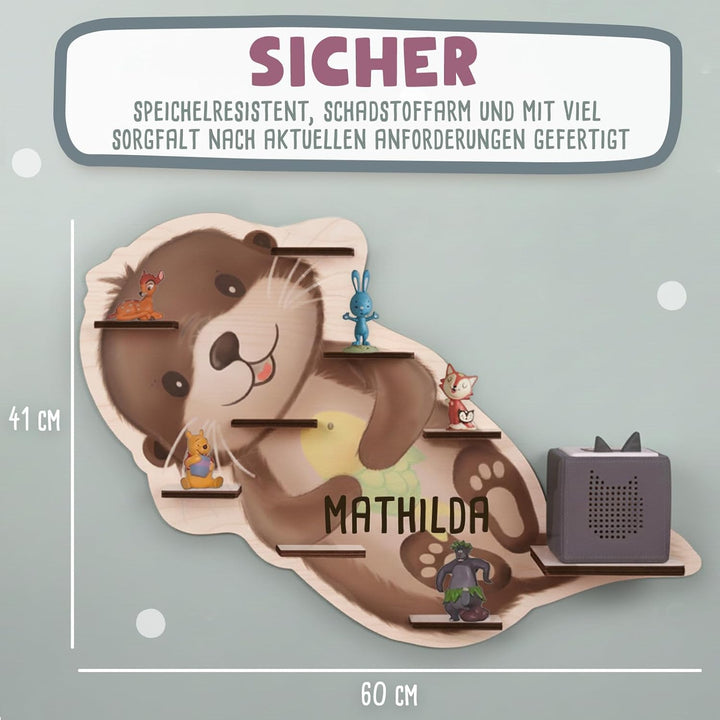 hellomini Personalisiertes Tonie Regal Jungen - Toniebox Regal mit Wunschnamen fürs Kinderzimmer - R