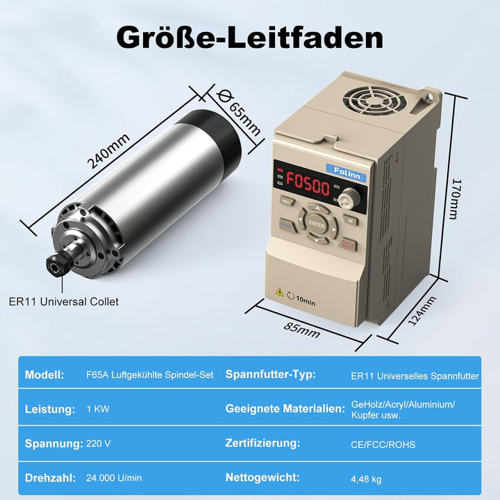 Twotrees 1000w CNC-Luftgekühlter Spindelsatz Spindelmotor für Twotrees TTC 450 Pro/450 Ultra, 24.000