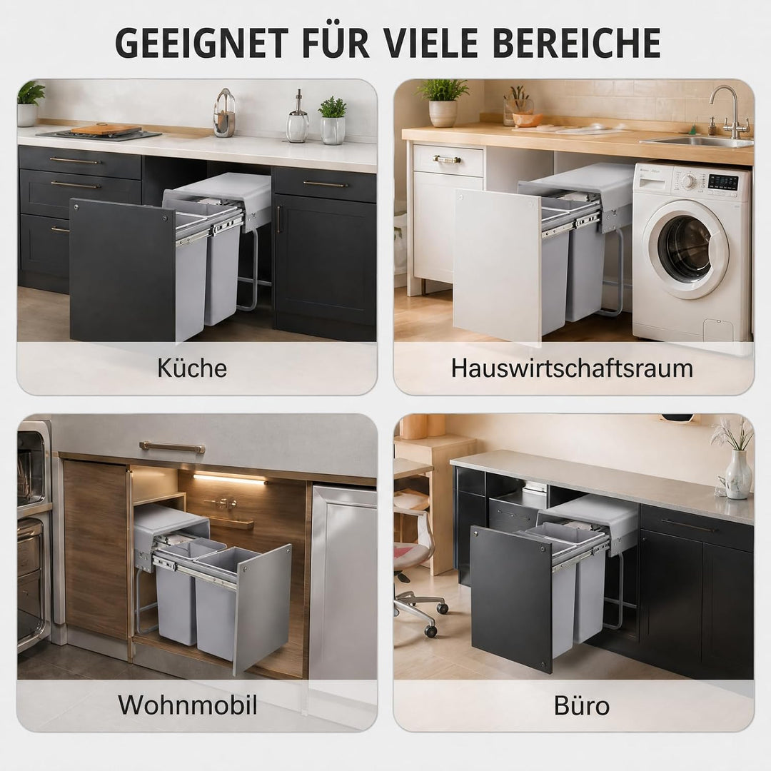 Einbaumülleimer, Ausziehbarer Mülleimer mit Teleskopschienen | Einbau-Mülleimer Küche Herausnehmbare