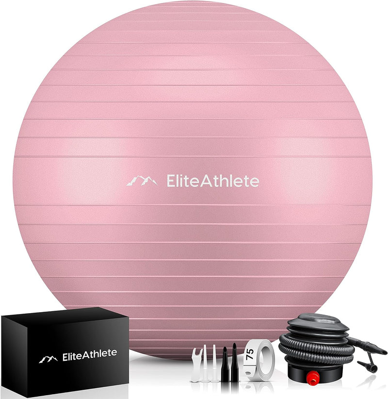 EliteAthlete Gymnastikball Sitzball Büro ergonomisch mit Anti Burst System - Fitness Pilates Schwang