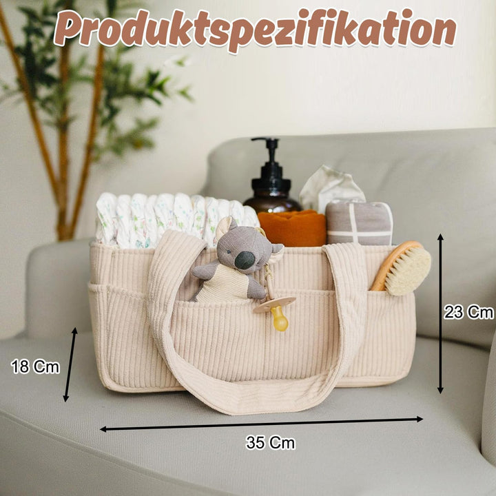 Wickeltisch Organizer, Cord-Kernmaterial Diaper Bag, Wickeltasche Organizer mit Trennwand, Babyparty