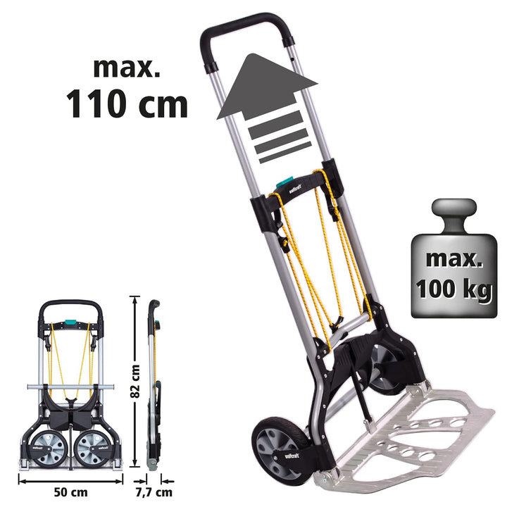 Wolfcraft TS 850 Transportsystem 5501000 / Komfortable & klappbare Sackkarre für Lasten bis zu 100 k