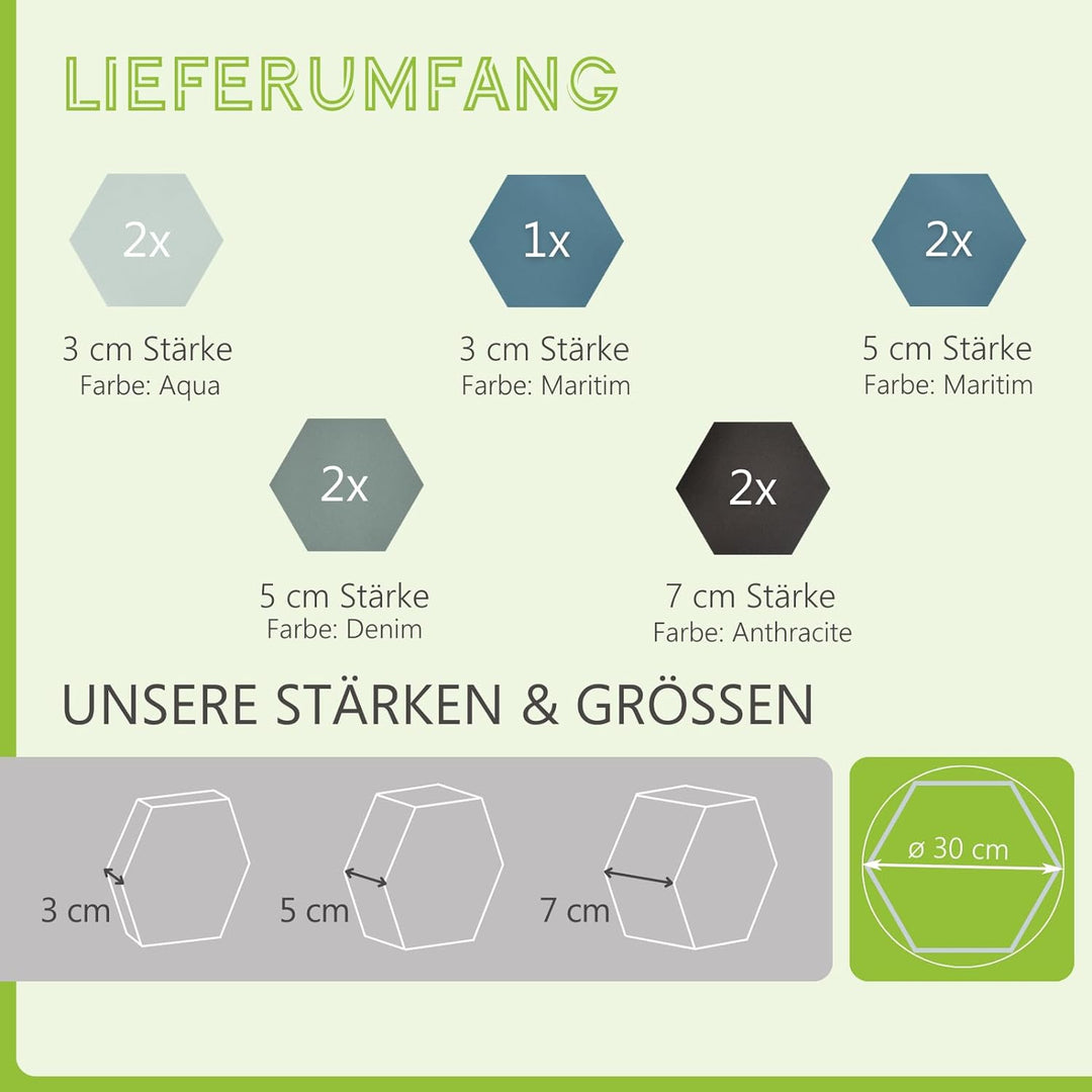 platino24 Akustikpaneele 9 Elemente Edition LOFT 3D I Ø 300mm Akustikplatten Schalldämmung Wand & De