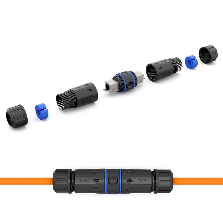 hb-digital 2X LSA Netzwerkkabel Verbinder CAT. 7 Outdoor IP68 Wasserdicht Ethernet Kupplung Verlegek