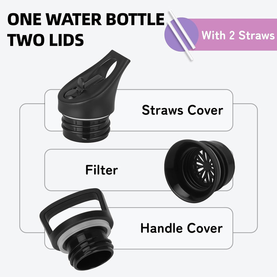 Trinkflasche Edelstahl- 1 liter- Trinkflasche, Wasserflasche mit Strohhalm, Sporttrinkflaschen Ausla