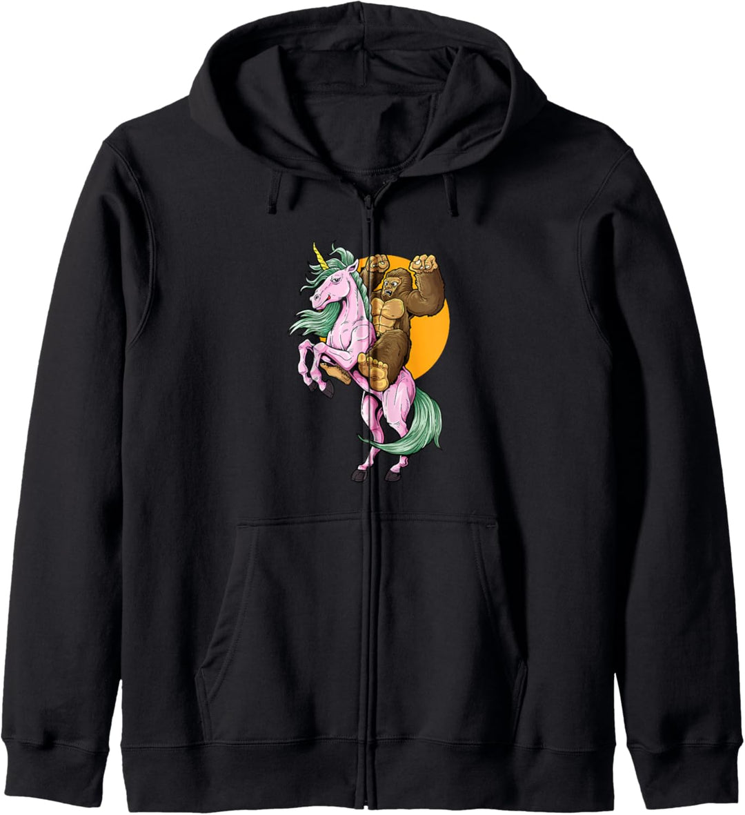 Bigfoot reitet Einhorn Fantasy-Kreaturen Kryptider Regenbogen Kapuzenjacke