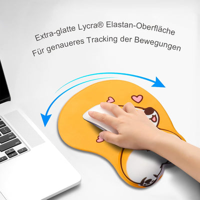 AOKSUNOVA 3D Mauspad mit Gelkissen Ergonomisches Mousepad mit Gel Handauflage Corgi Hund MI-100, MI-