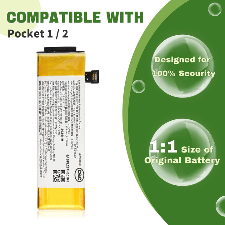 Neu HB3-875 Akku Ersatz Kompatibel mit Pocket 2 Pocket II Ersatzbatterie