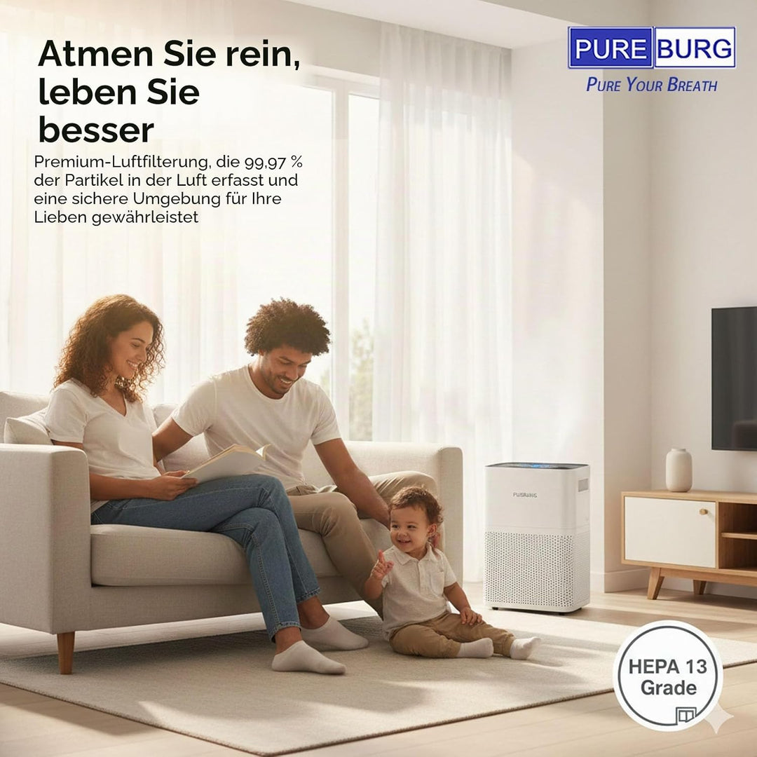 PUREBURG 2er-Pack Ersatz-HEPA-Filter Kompatibel mit Desktop-Luftreiniger HIMOX H07