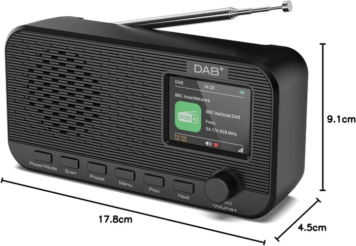 DAB Radio mit Bluetooth, wiederaufladbares UKW-Digitalradio, Radios batteriebetrieben, tragbares DAB