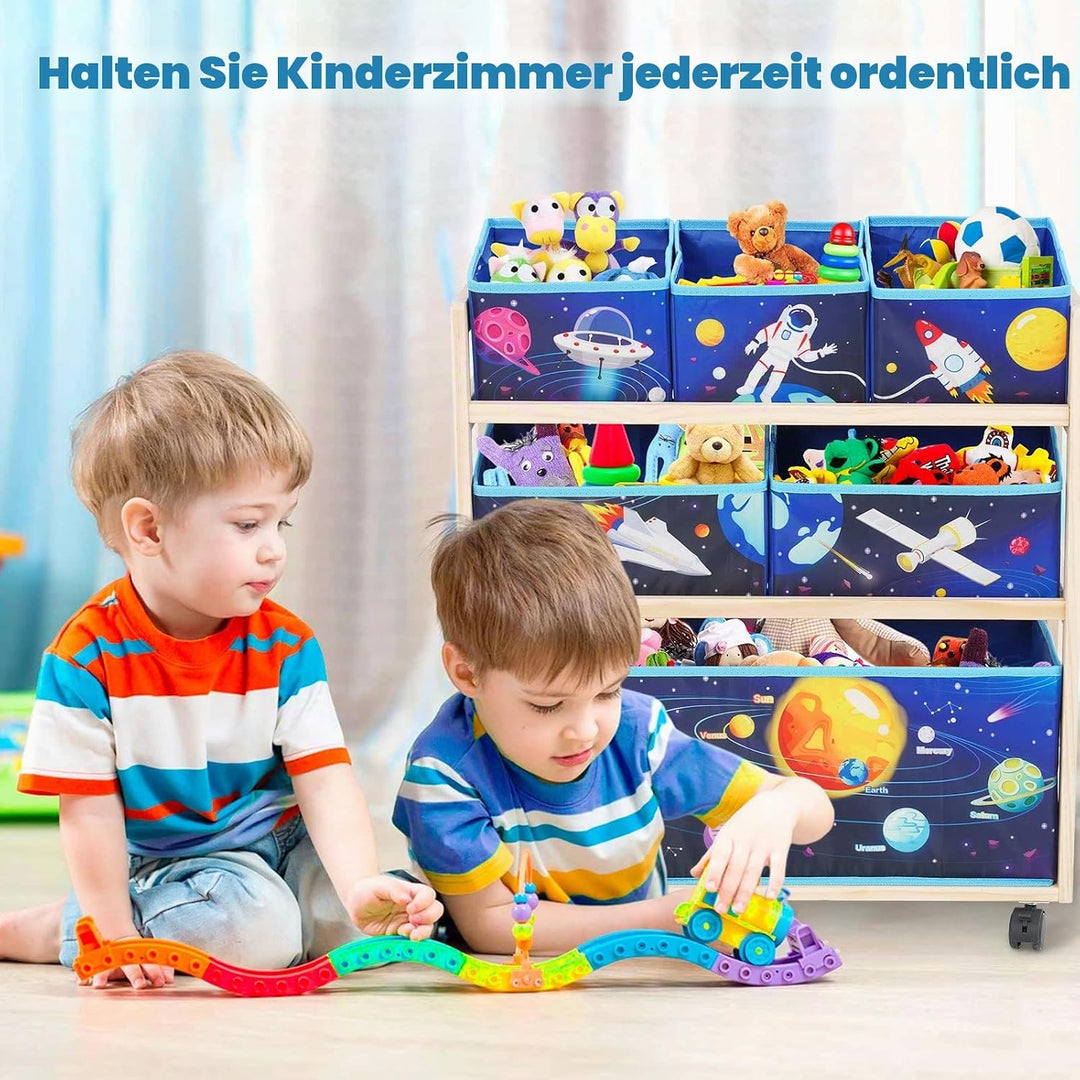 Spielzeugregal Kinderzimmer, Kinderregal Mit 6 Boxen 3-Stöckiges Spielzeug-Organizer, Spielzeugkiste