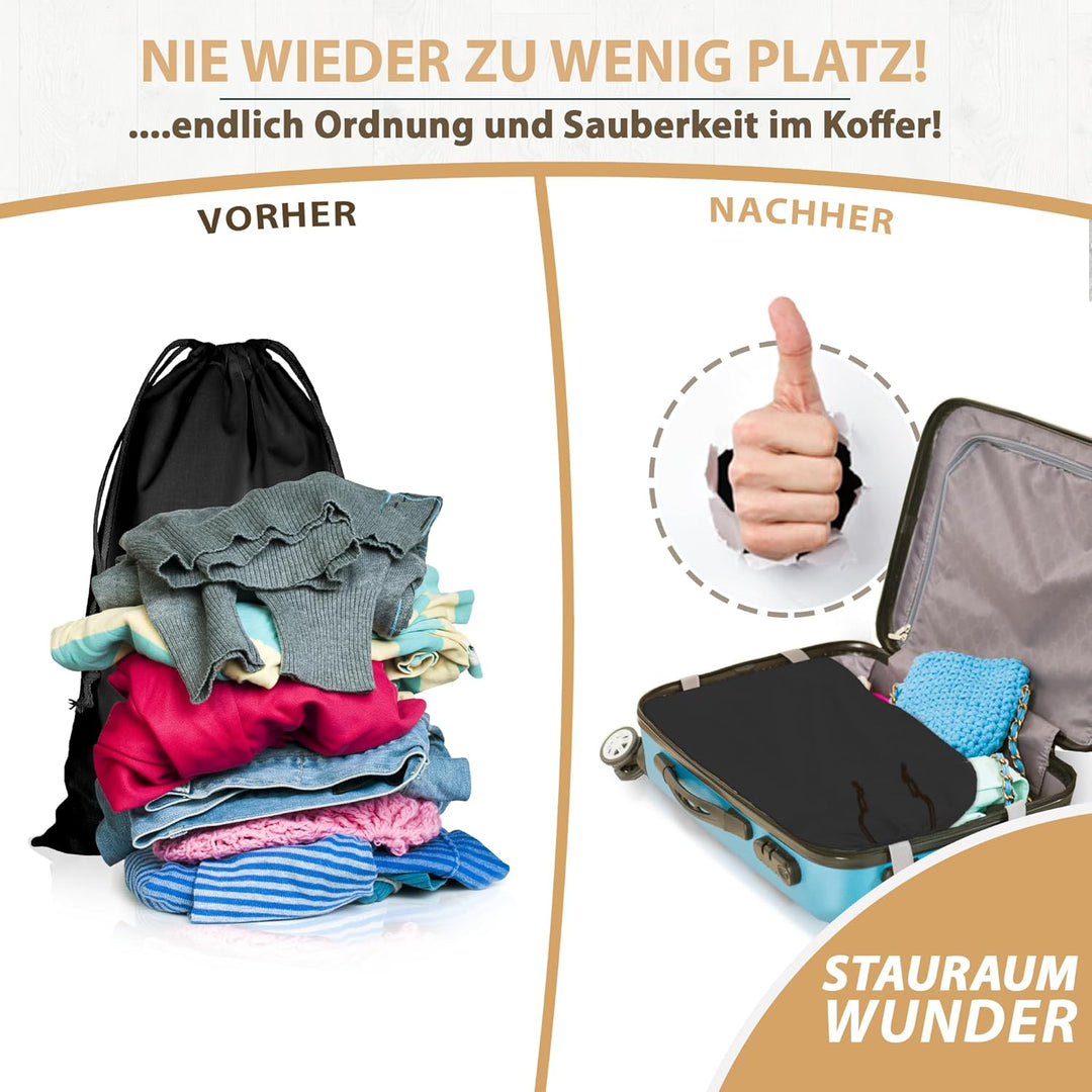 ELES VIDA® - XXL Wäschebeutel Schwarz 2 Stück 70x90cm aus 100% Baumwolle - XL Extra grosse Heavy Dut