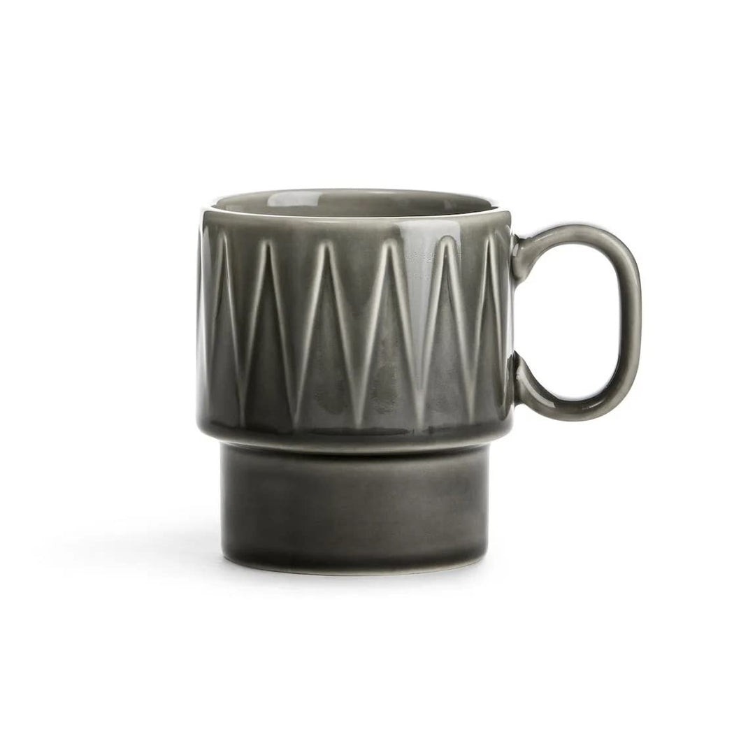 Sagaform Coffee & More Kaffeebecher 2-teilig aus Steinzeug in der Farbe Grau 25cl, Masse: 12cm x 8cm