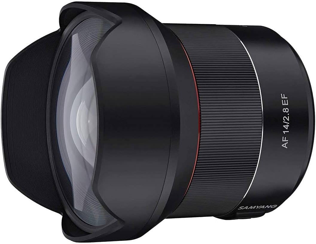 Samyang 8008 AF 14mm F2,8 EF für Canon EF Objektiv I Weitwinkel mit 116,6° Bildwinkel & präzisem Aut