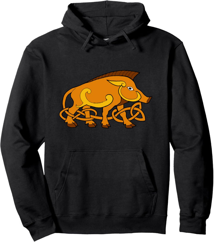 Mittelalterliche Kunst Keltischer Knoten Wildschwein Pullover Hoodie