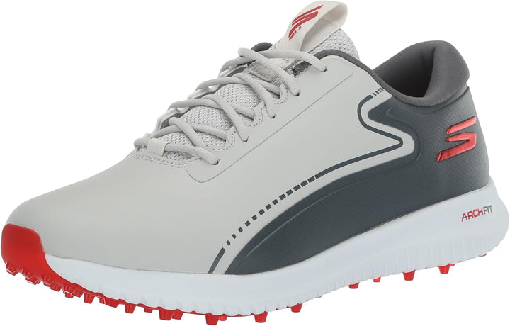 Skechers Herren Go Golf Drive 5 wasserdichte stachellose Leder Golfschuhe 45.5 EU Grau Rot, 45.5 EU