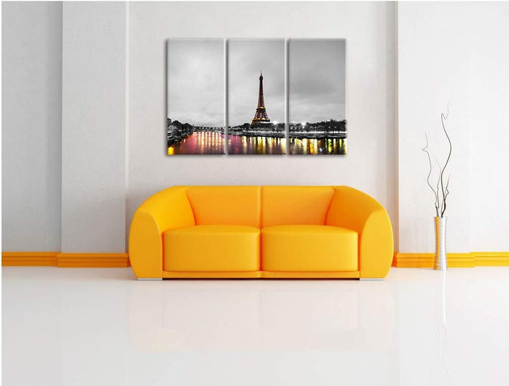 Pixxprint Eifelturm in Paris als Leinwandbild | Grösse: 3 Teilig (120x80) | Wandbild| Kunstdruck | f