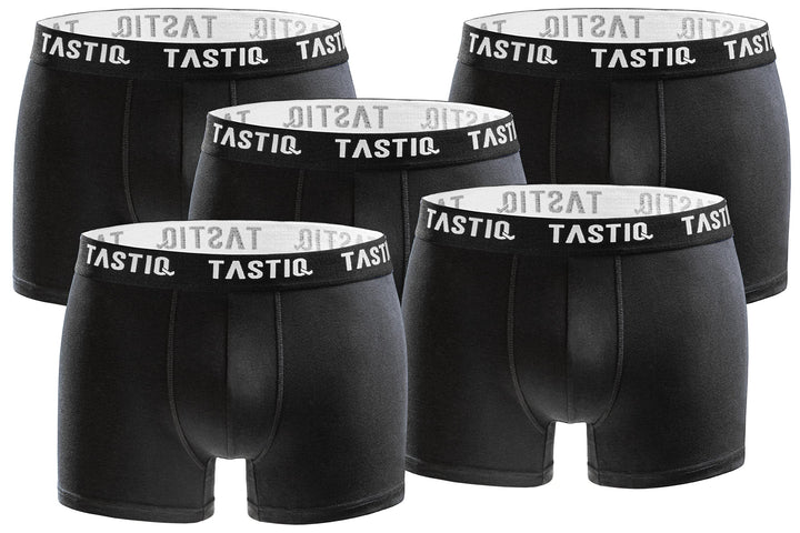 TASTIQ | Herren Boxershorts 5er Pack | Boxer Briefs aus Baumwolle All Black - Grösse M