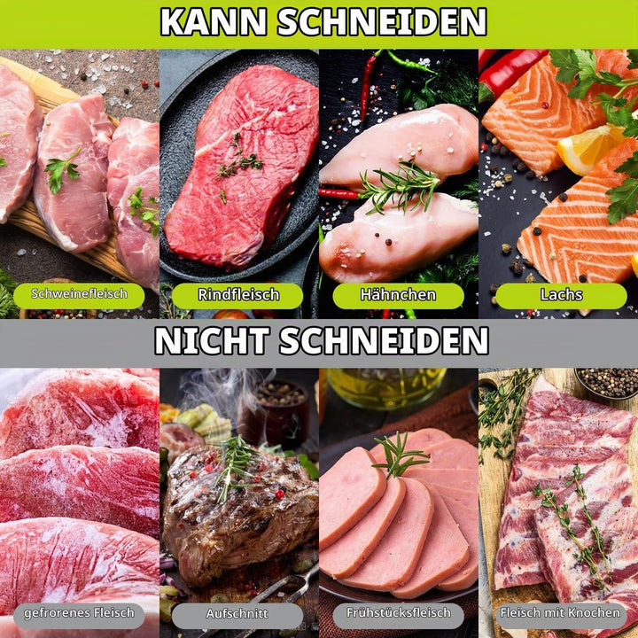 PAXLINSEN Frischfleischschneidemaschine mit Schäler und Gummihandschuhen, einstellbare Schnittstärke