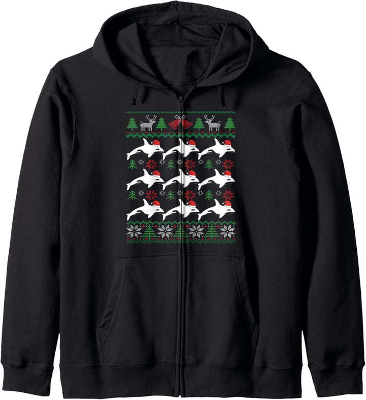 Orca-Weihnachtsmann | Weihnachtswal Christmas Whale Kapuzenjacke
