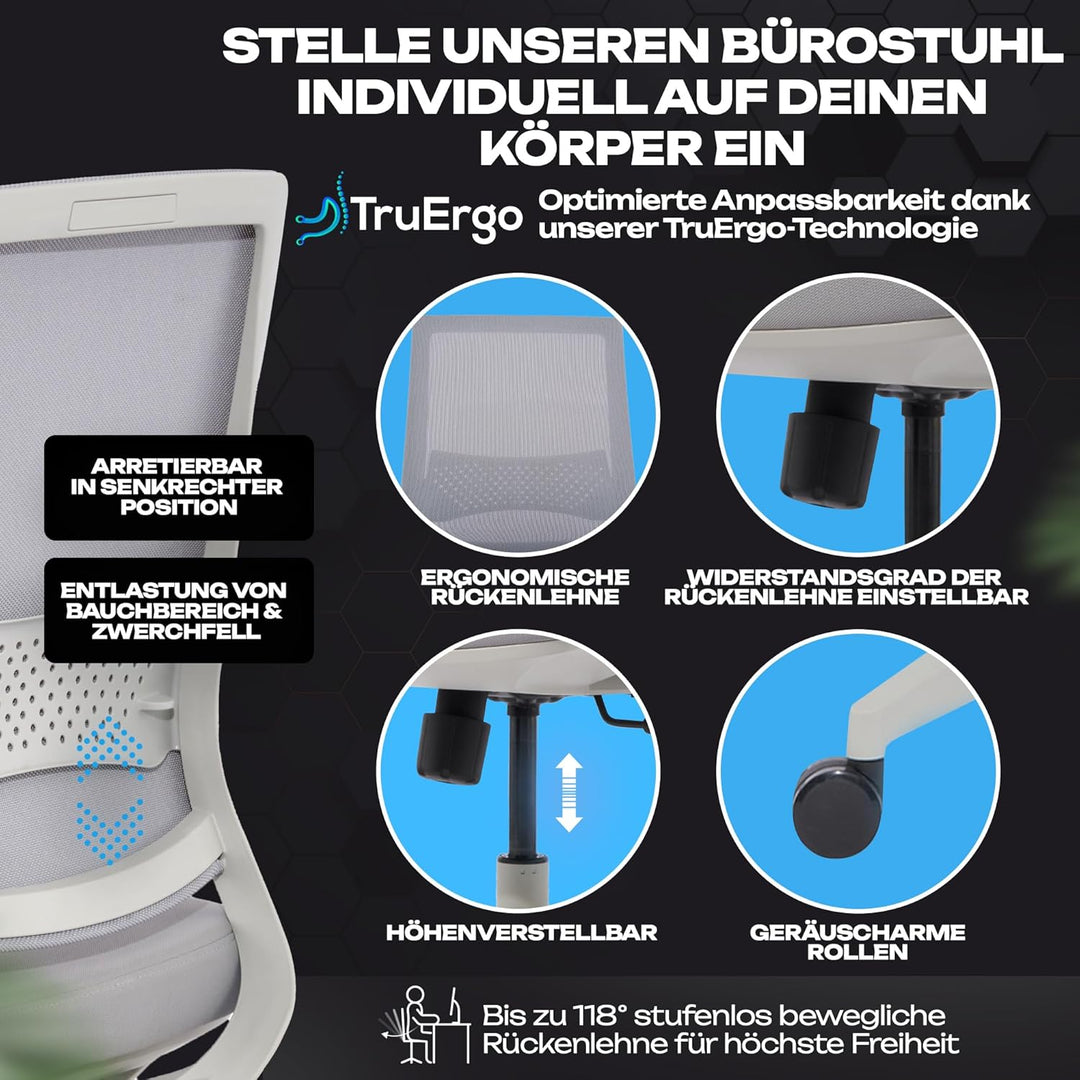 VALKENSTOL M2 Bürostuhl Ergonomisch ohne Armlehne [ohne Kopfstütze] Ergonomischer Bürostuhl Grau Sch
