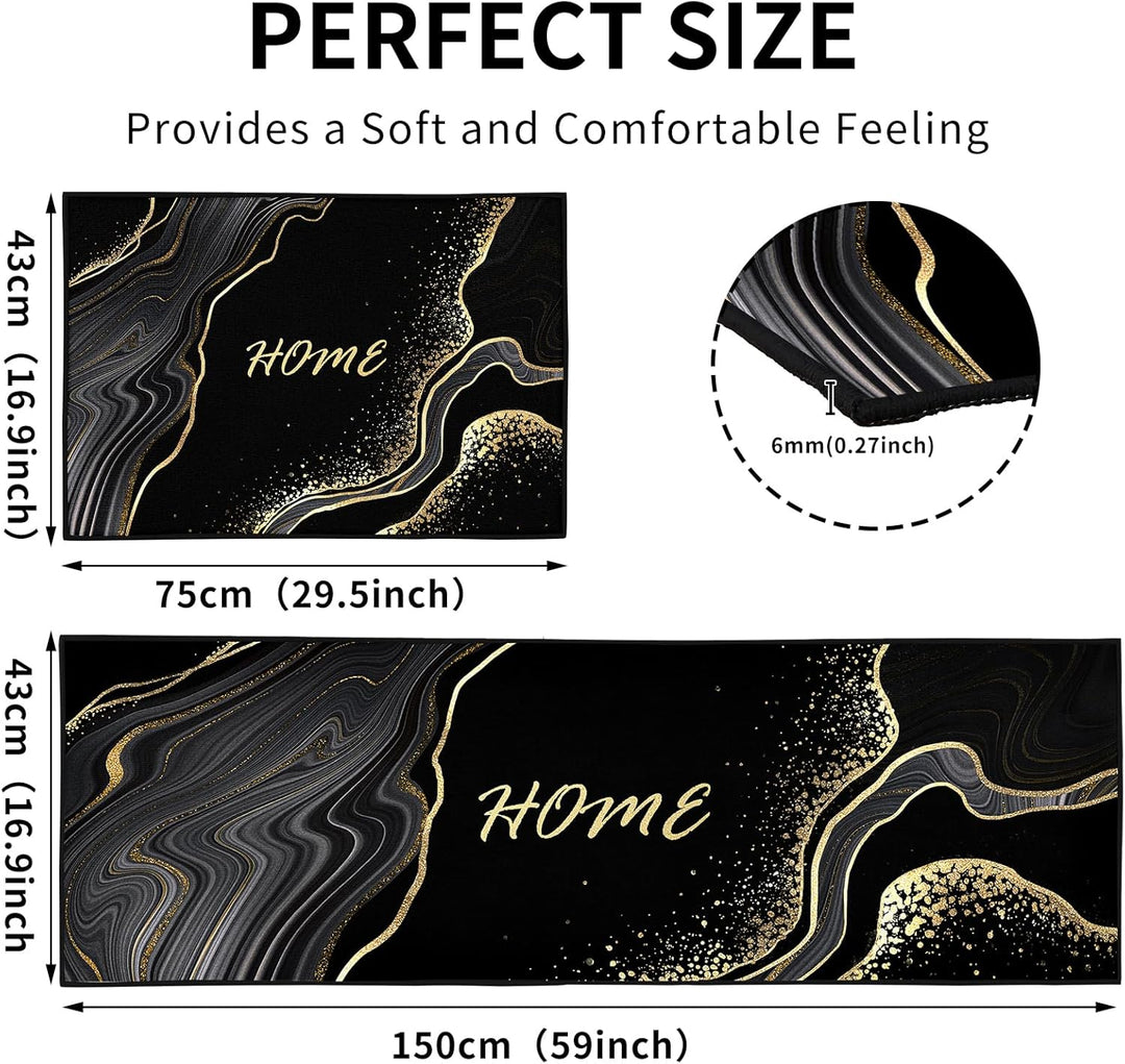 Küchenteppiche 2 Stück, Rutschfestes und aufnehmen Sonnenblume Muster Küchenläufer Küchenteppich Für