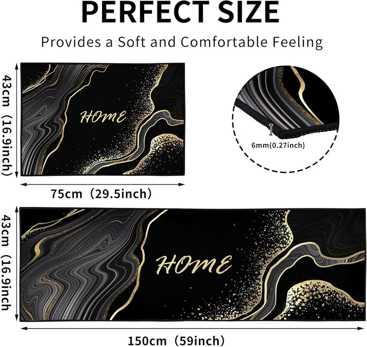 Küchenteppiche 2 Stück, Rutschfestes und aufnehmen Sonnenblume Muster Küchenläufer Küchenteppich Für