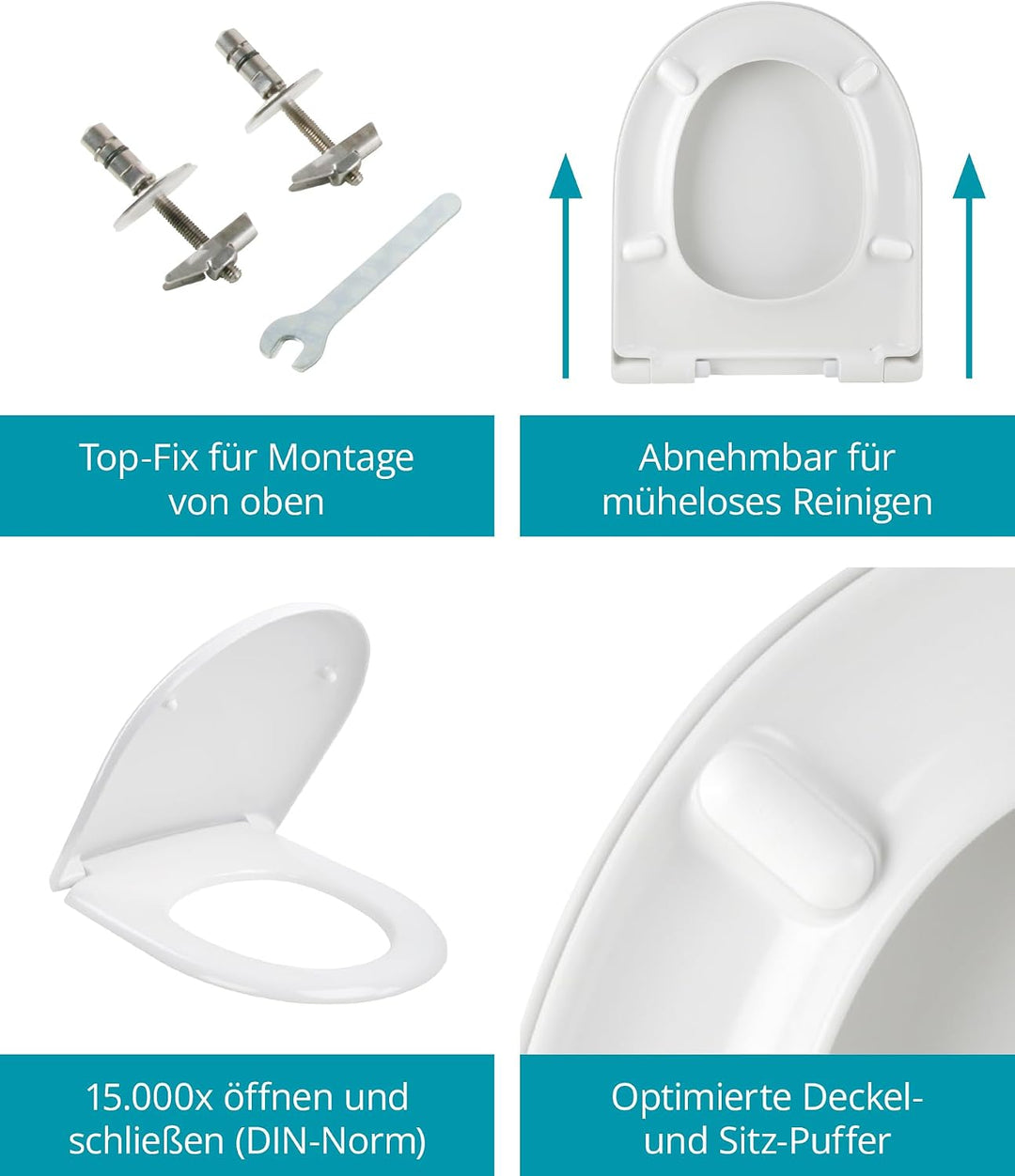 Calmwaters® Antibakterieller WC Sitz für Keramag Renova Nr. 1, Toilettensitz mit Absenkautomatik, Du