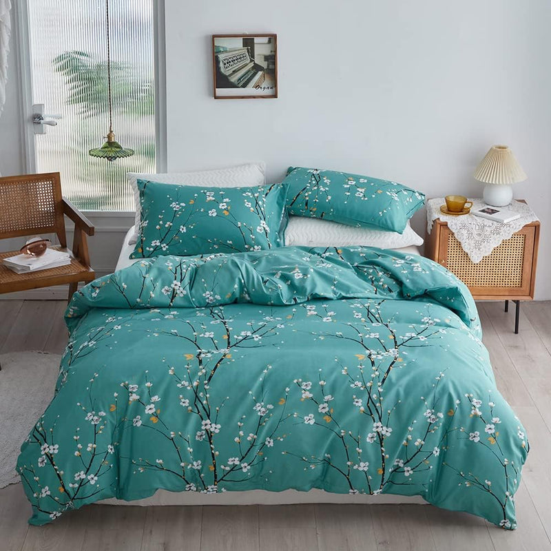 OLDBIAO Bettwäsche 200x200 cm Set, Blau Mikrofaser Bettbezug 200x200cm und Kissenbezüge 80x80cm, Äst