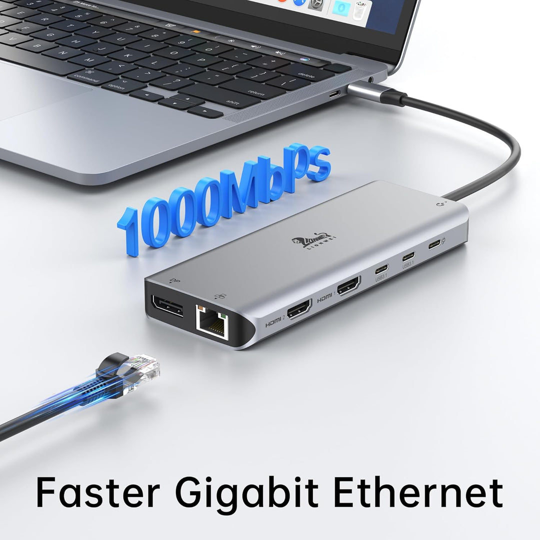 USB C Docking Station Dual Monitor Dockingstation Laptop 13 in 1 USB C Hub Triple Display mit 2 HDMI