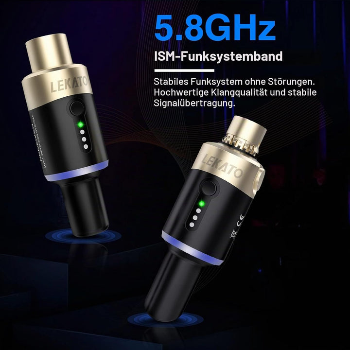 LEKATO 5,8 Ghz Wireless Mikrofon Sender Empfänger Plug-on XLR Mikrofon Wireless System für dynamisch