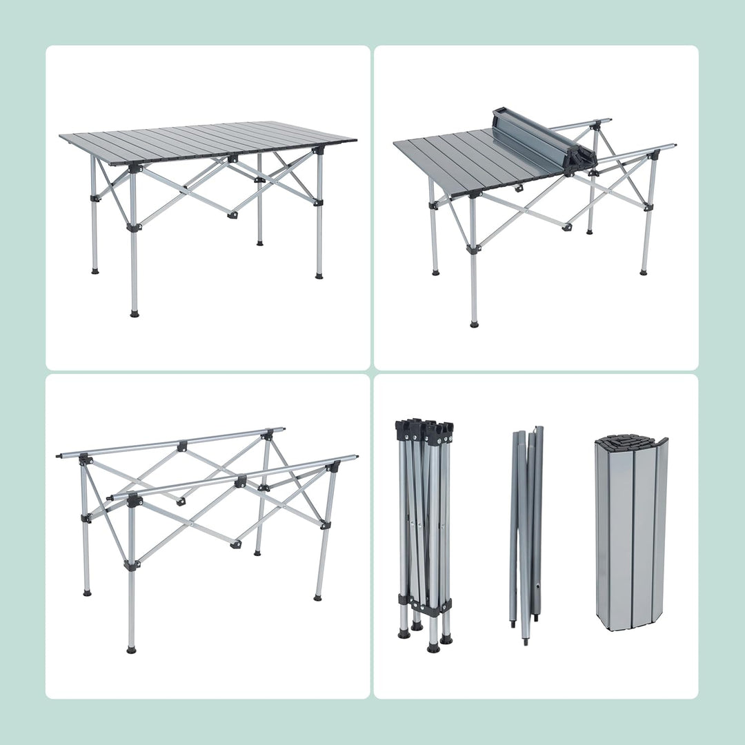 Relaxdays Campingtisch, Faltbarer Beistelltisch, HBT 55 x 95 x 53 cm, Camping & Picknick, Klapptisch