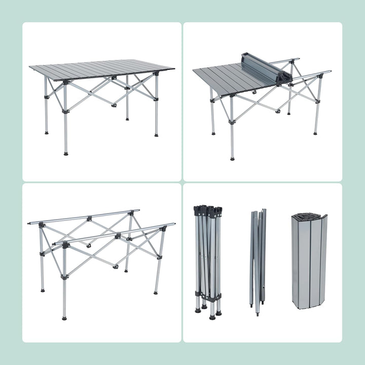 Relaxdays Campingtisch, Faltbarer Beistelltisch, HBT 55 x 95 x 53 cm, Camping & Picknick, Klapptisch