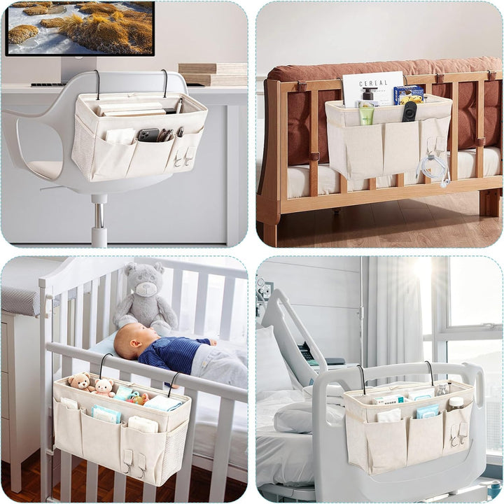 2 Pack Nachttisch-Hängeaufbewahrung Hängeorganizer mit 3 Fächern, Bett Organizer zum Einhängen, Häng