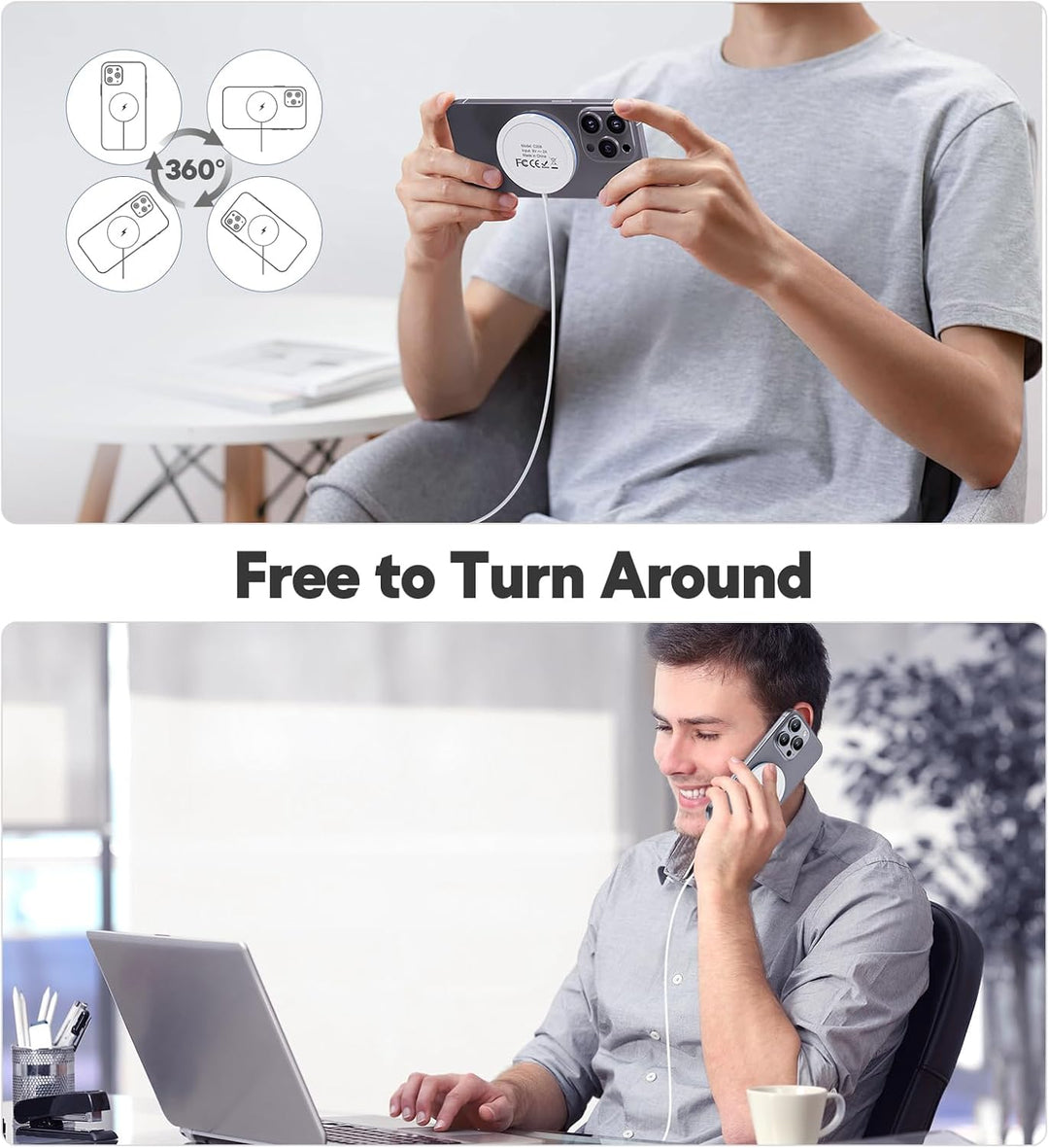 Mag-Safe Ladegerät Wireless Charger iPhone 2 Stück,15W Schnell induktive Ladestation Kompatibel mit