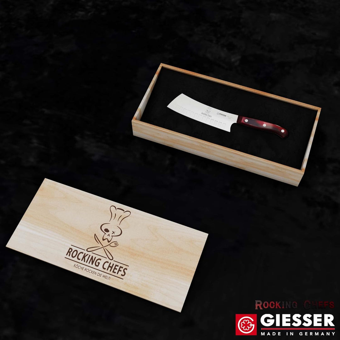 GIESSER seit 1776 - Made in Germany - Japanisches Kochmesser 16 cm, Kullenschliff Rocking Chef, Prem