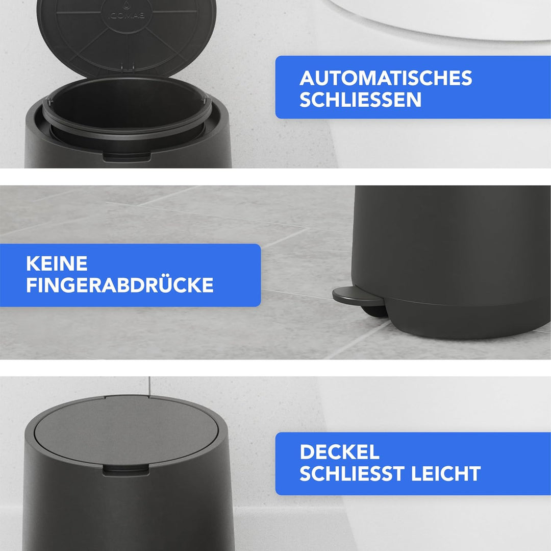 Bamodi Foot 3L Pedal Mülleimer - Mini-Mülleimer mit Deckel - Stylisches kompaktes Design für handfre
