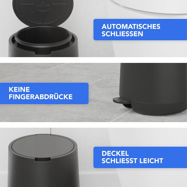 Bamodi Foot 3L Pedal Mülleimer - Mini-Mülleimer mit Deckel - Stylisches kompaktes Design für handfre
