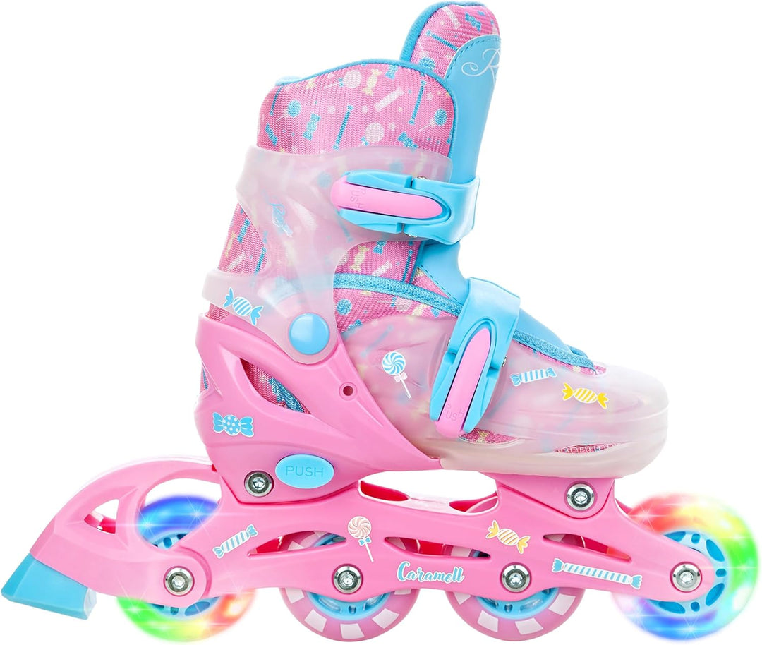 RAVEN 2in1 Schlittschuhe Inline Skates Inliner für Kinder Mädchen verstellbar mit LED Leuchtrad 30-3