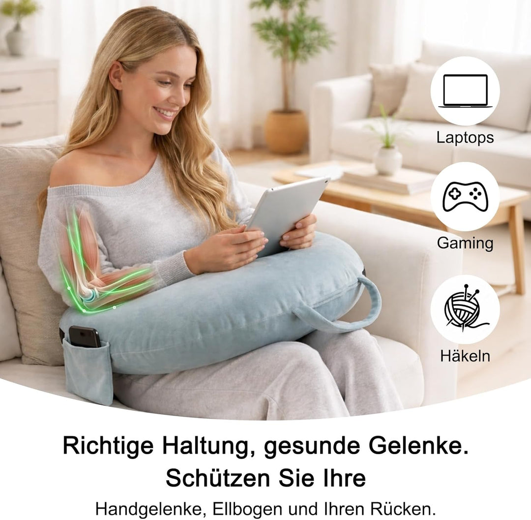 Gaming- und Lesekissen, Lesekissen für Gaming, Armlehnen-Buchkissen, U-förmiges Schosskissen mit Sei