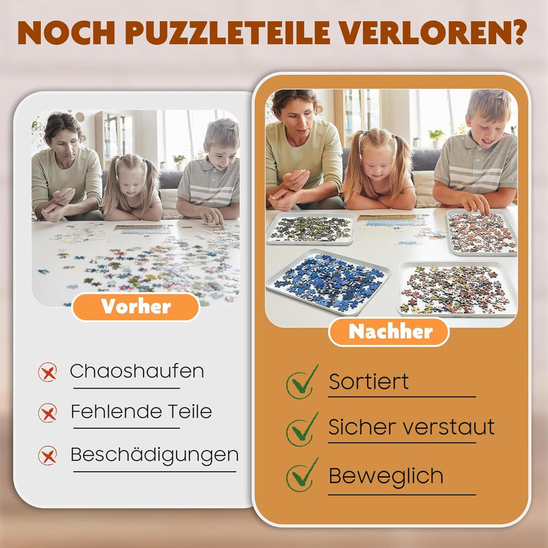 Nariolar 21,0 x 29,2 cm Stapelbare Puzzle Sortierschalen, 6 Weisse Puzzle Sortierer für bis zu 1000/