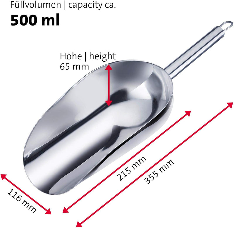 Westmark Back-/Abwiege-/Abfüllschaufel, Füllvolumen: 500 ml (ca. 800 g Mehl), Rostfreier Edelstahl,