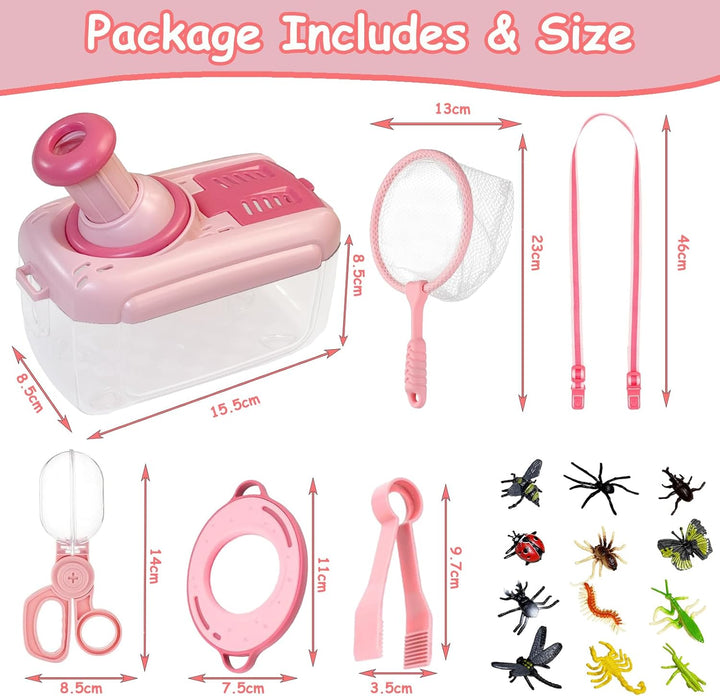 Entdecker Set für Kinder ab 4, Forscherset für Kinder, Insektenbox mit Drehbar Lupe, Kinderlupe, Ins