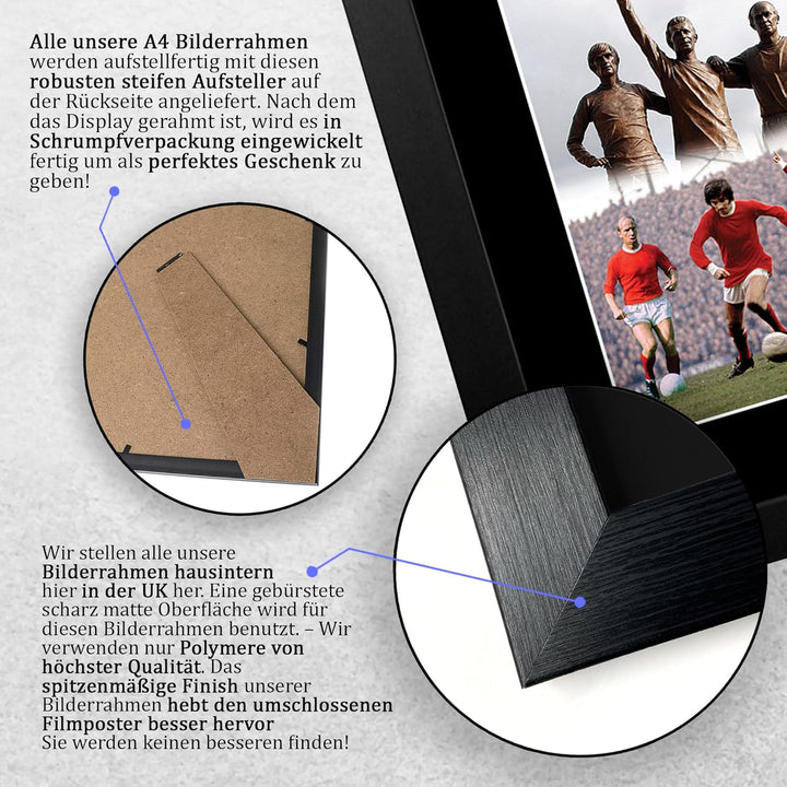 HWC Trading Denis Law, George Best & Bobby Charlton A4 Gerahmte Signiert Gedruckt Autogramme Bild Dr