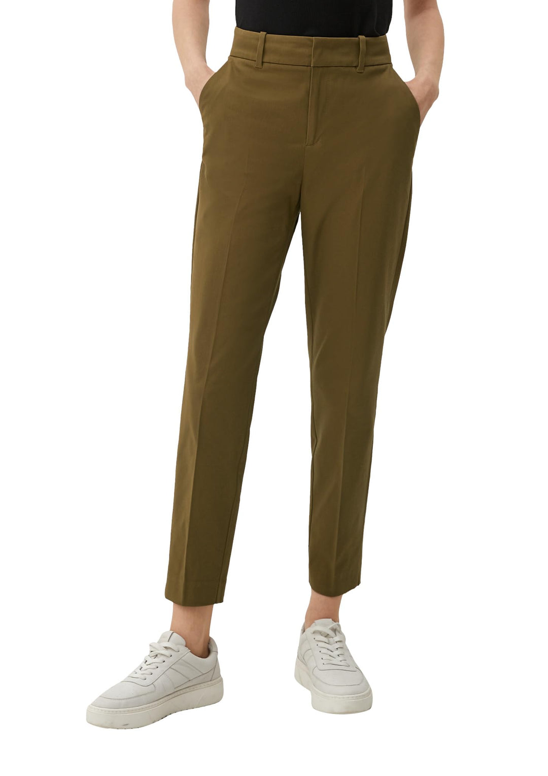 s.Oliver Regular: Zigarettenhose mit High Rise-Bund 38 7723_olivgrün, 38 7723_olivgrün