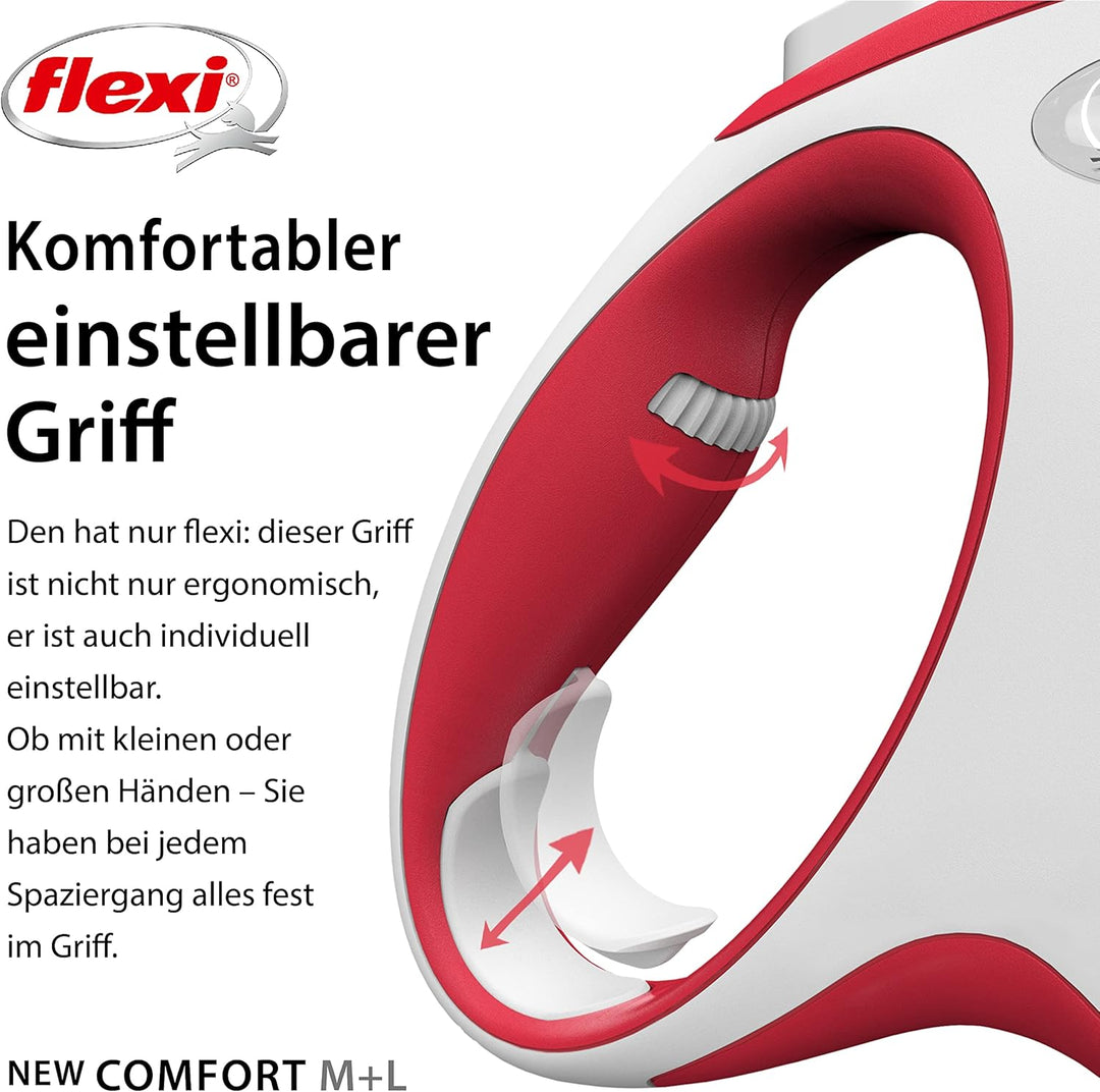 flexi® Comfort M Gurt 5 m rot, Roll-Leine für Hunde bis 25 kg rot M: 5m (max. 25kg), rot M: 5m (max.
