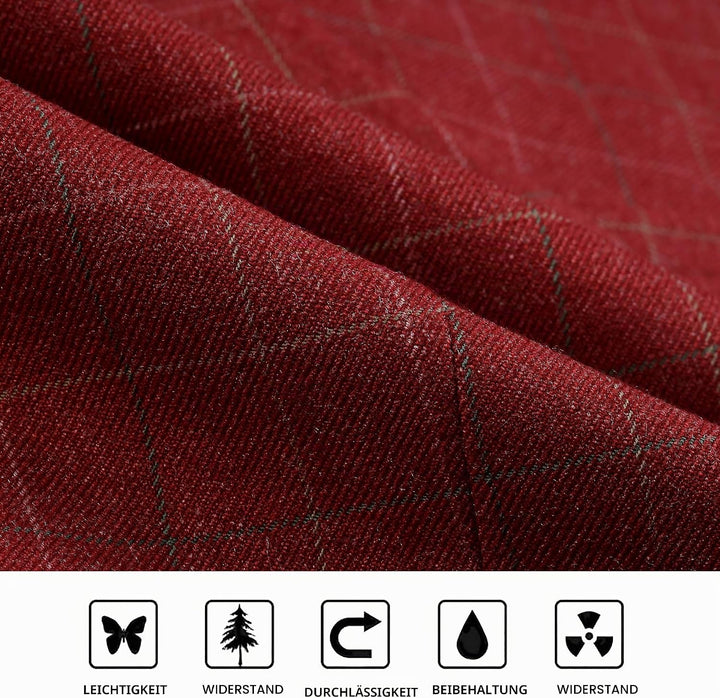 HISDERN Manner Formale Hochzeitsfeier Weste Baumwolle Plaid Kleid Anzug Weste für Herren Burgund XS,