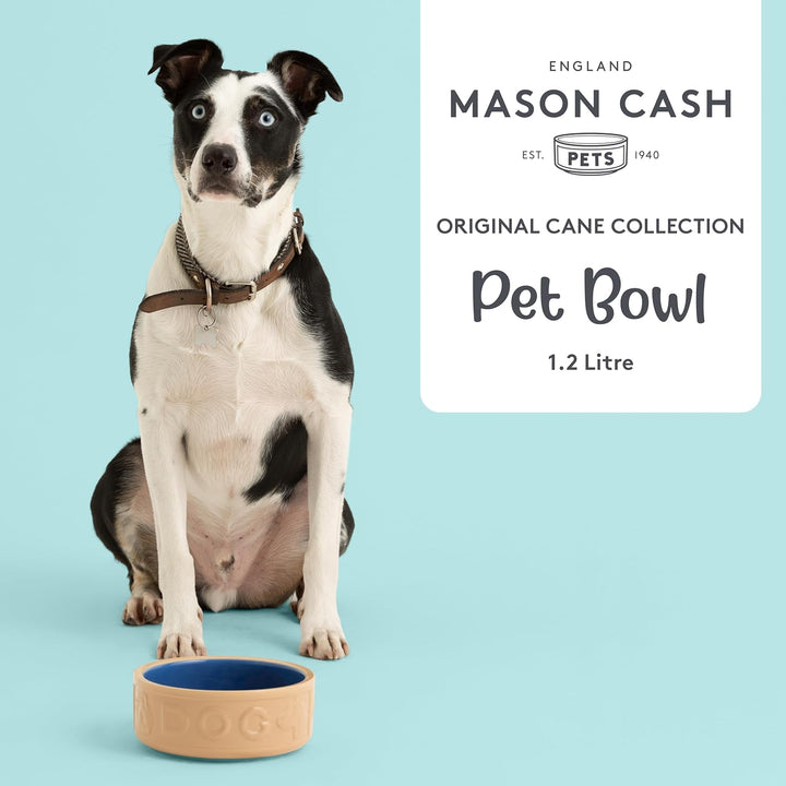 Mason Cash Original Cane Hundenapf mit Beschriftung, Durchmesser 180 mm, blau Gehstock, Blau 18 cent