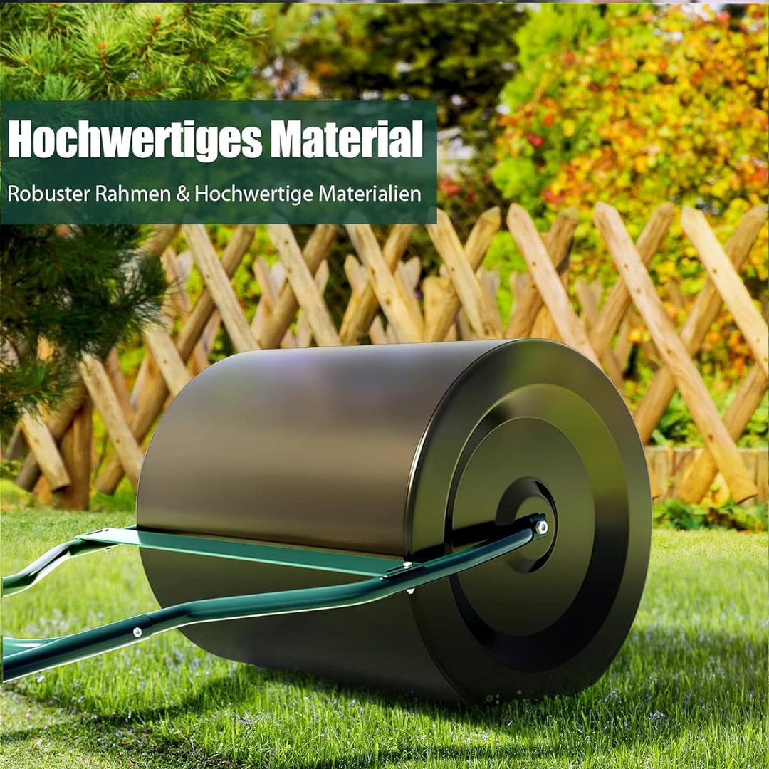GOPLUS Garten Rasenwalze mit Schmutzabweiser, 60L Handwalze befüllbar mit Wasser & Sand, Ø 40CM Gart