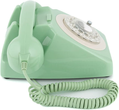 GPO 746ROTARYGREEN Retro Telefon mit Wählscheibe im 70er Jahre Design, Minzgrün